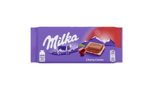 Milka Cherry Creme Milk Chocolate Bar (UK)
